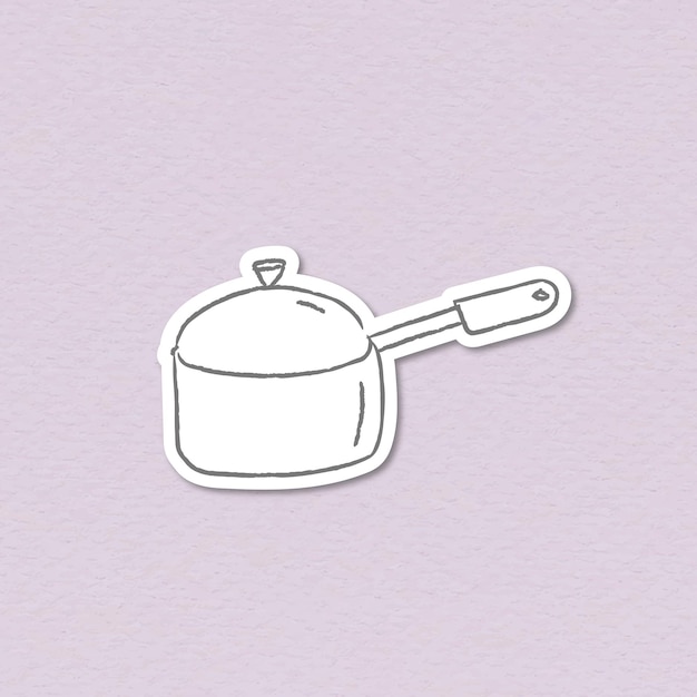 Free vector doodle stainless steel saucepan sticker vector