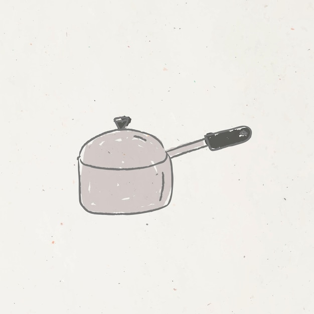 Free vector doodle stainless steel saucepan vector