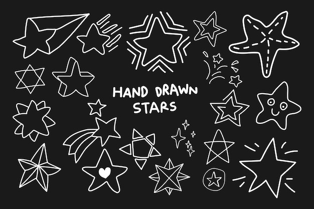 Vettore gratuito set di stelle doodle