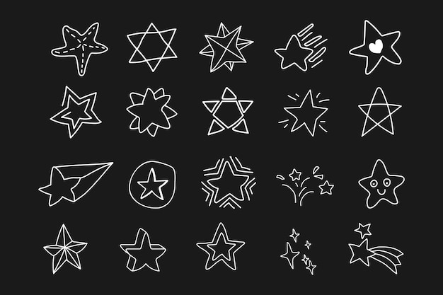 Vettore gratuito set di stelle doodle