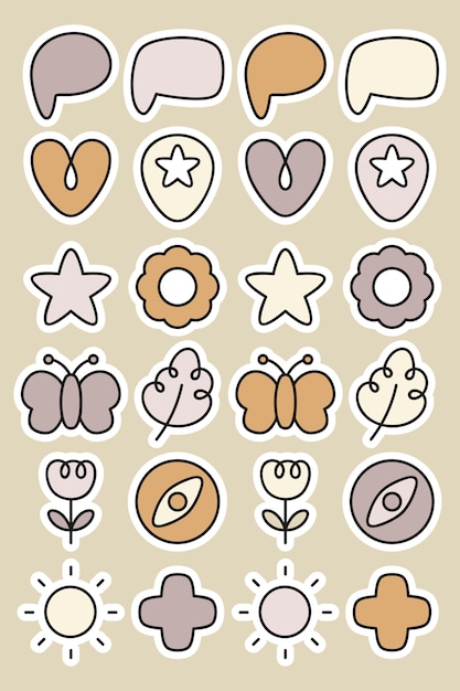 Free vector doodle stickers planner set