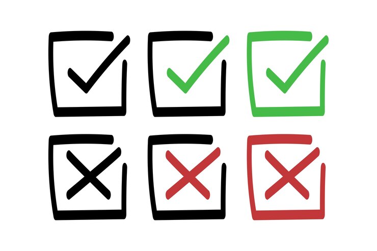 Free Vector doodle style checks and crosses
