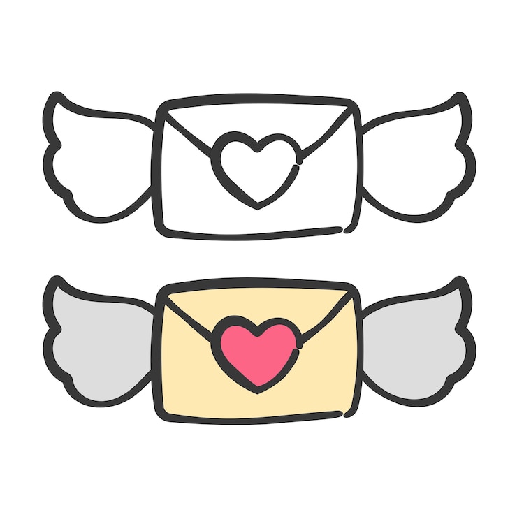 Free Vector doodle style love letter set of two