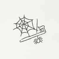 Free vector doodle toothbrush with a spider vector