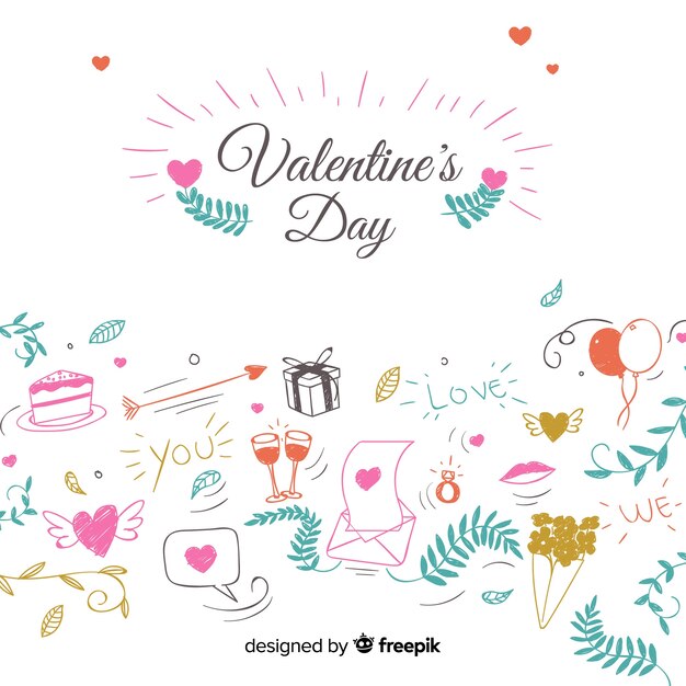 Doodle valentine elements background