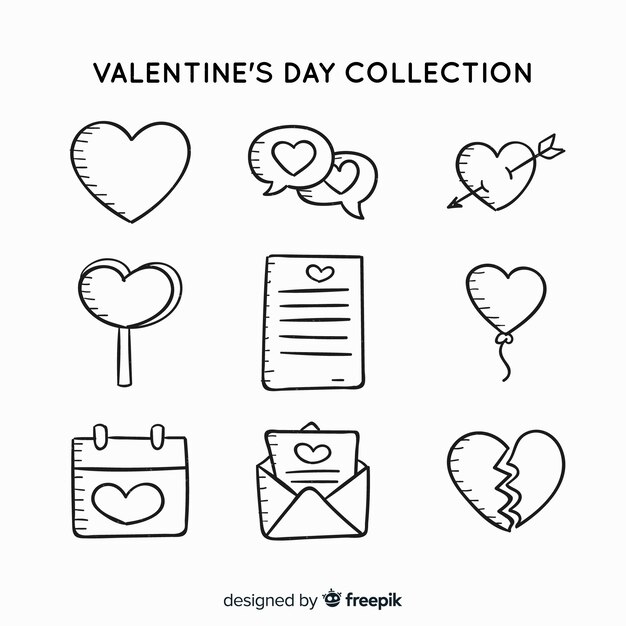 Doodle valentine label collection