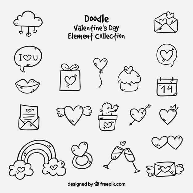 Doodle valentine's day element collection