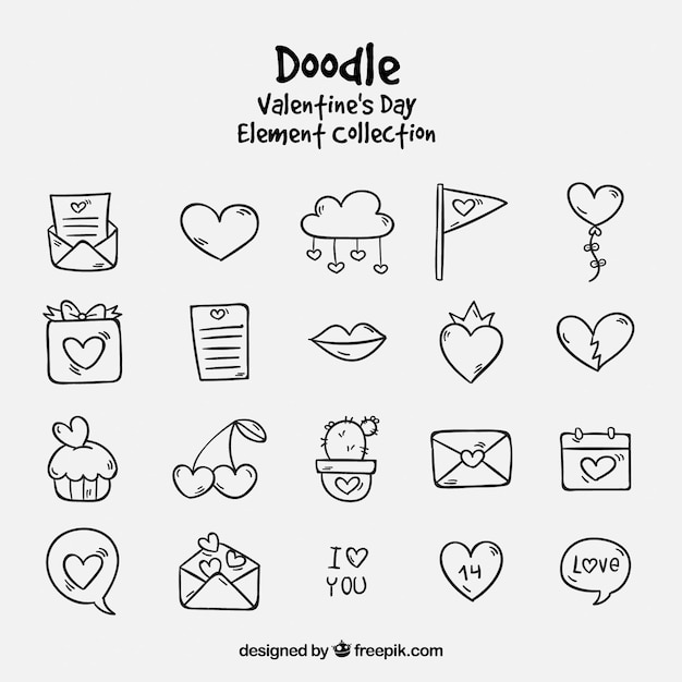 Doodle valentine's day element collection
