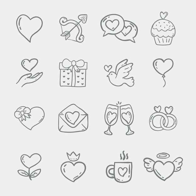 Free vector doodle valentine's day element collection
