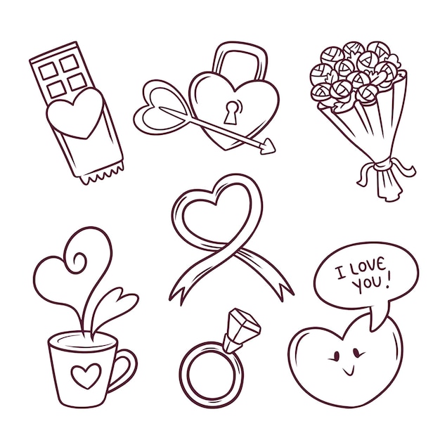 Doodle valentine's day element collection