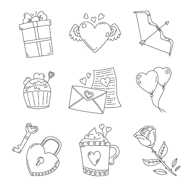 Free vector doodle valentine's day element collection