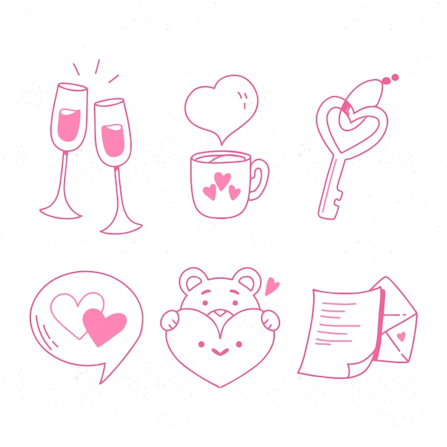 Doodle набор элементов ко дню Святого Валентина