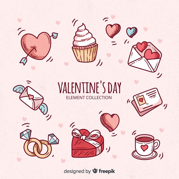 Doodle valentine's day elements collection