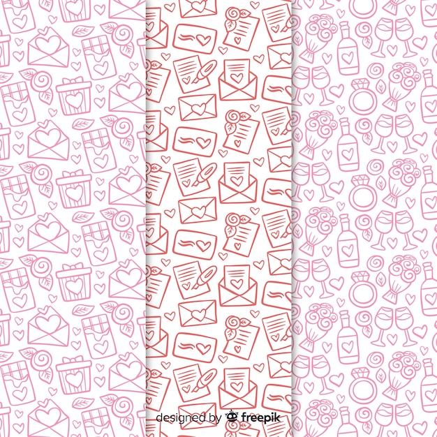 Doodle valentine's day pattern collection