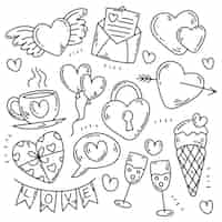 Free vector doodle valentines day element collection