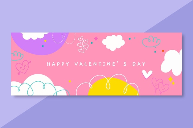 Doodle valentines day facebook cover template