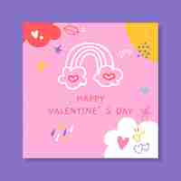 Free vector doodle valentines day instagram post template