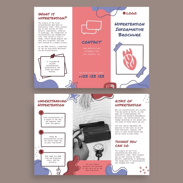Информационная тройная брошюра о гипертонии Doodlewaves