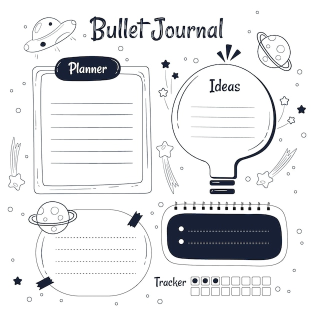 Modello di planner bullet journal scarabocchiato