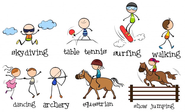 Doodles different kinds of sports