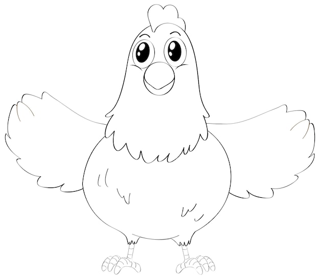 かわいい鶏のための落書きドラフト動物