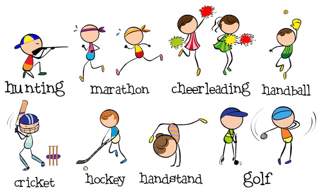 Free vector doodles people doing different kinds of sports