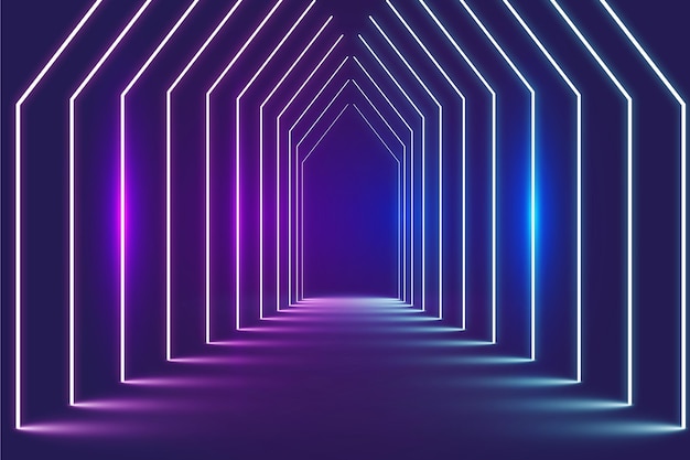 Free vector doors in perspective abstract neon lights background