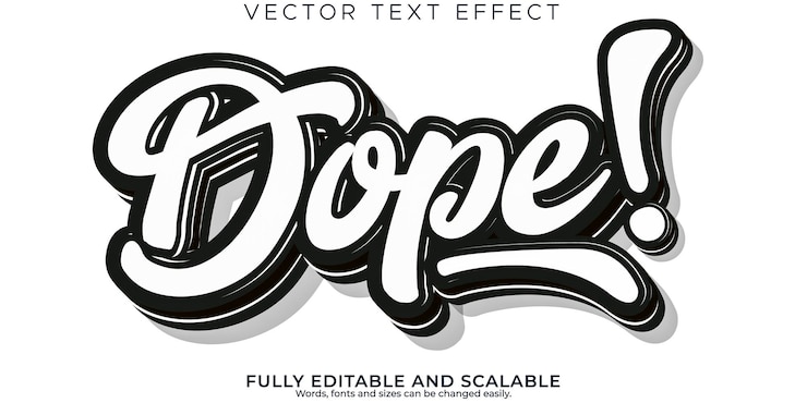Free Vector dope brush text effect editable modern lettering typography font style