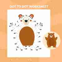 Free vector dot to dot worksheet with bear