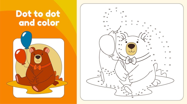 Dot to dot worksheet with bear