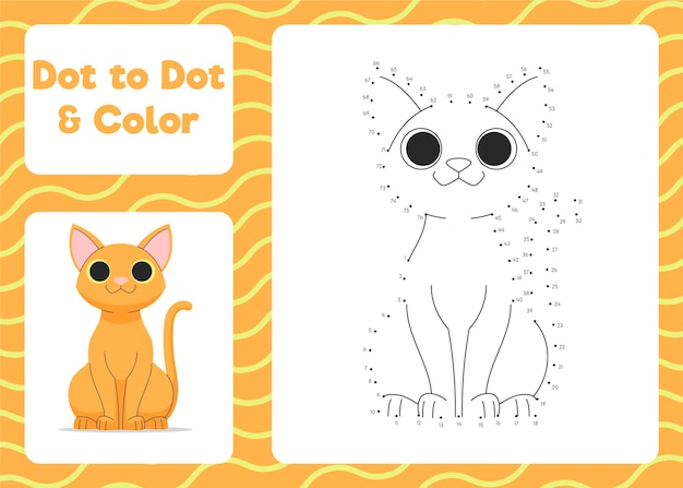 Free vector dot to dot worksheet with cat