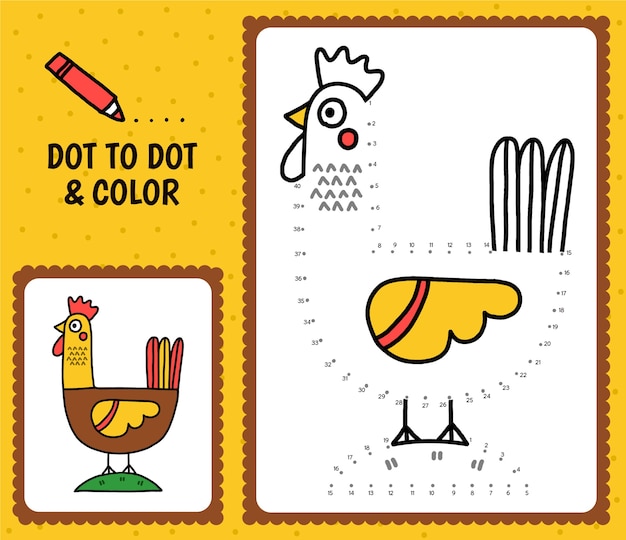 Dot to dot worksheet with chicken