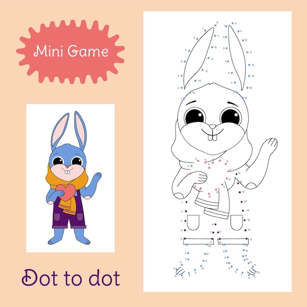 Dot to dot worksheet with cute bunny