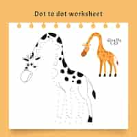 Free vector dot to dot worksheet with giraffe