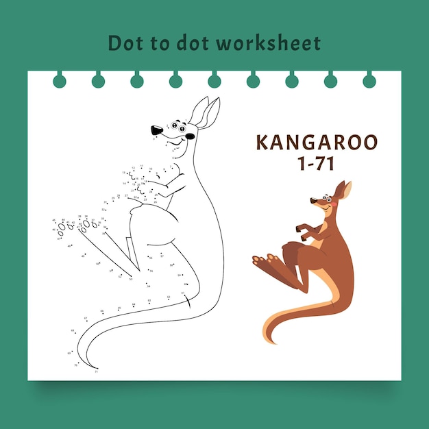 Dot to dot worksheet with kangaroo