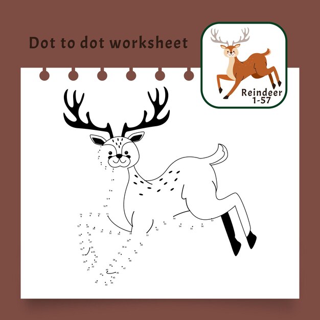 Dot to dot worksheet with reindeer