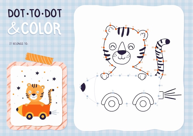 Dot to dot worksheet with tiger