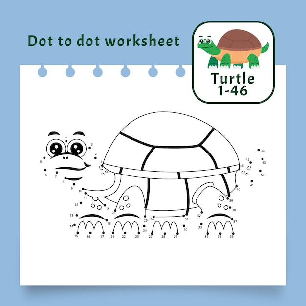 Free vector dot to dot worksheet with turtle