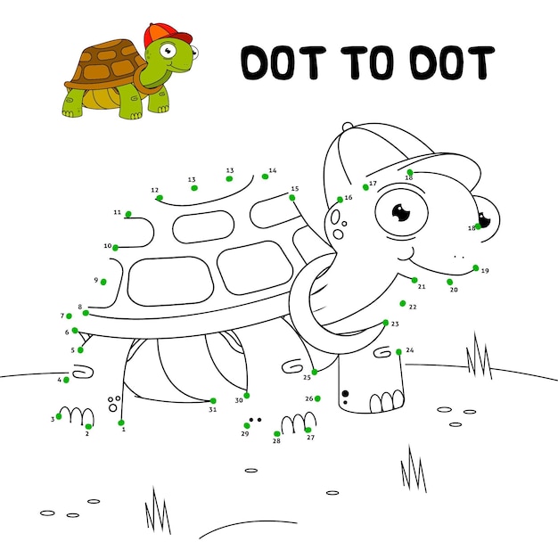 Dot to dot worksheet with turtle