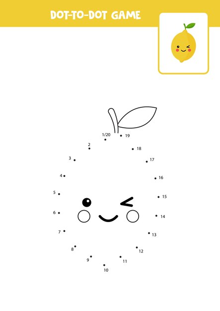 かわいいカワイイナスと点つなぎゲーム点つなぎ数学ゲーム点とカラー画像 プレミアムベクター