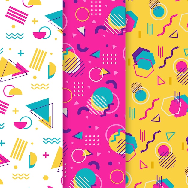 Free vector dots and shapes memphis seamless pattern