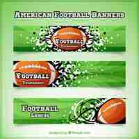 Free vector dotted american football banners with ball and abstract shapes