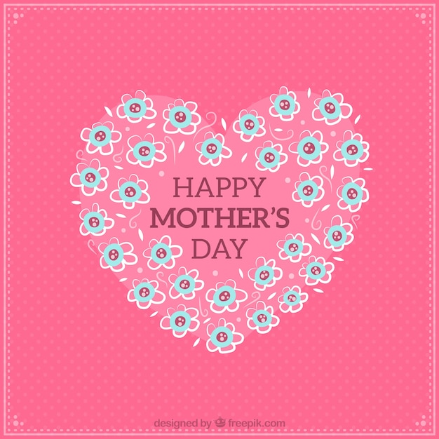 Dotted background with blue flowers for mother's day