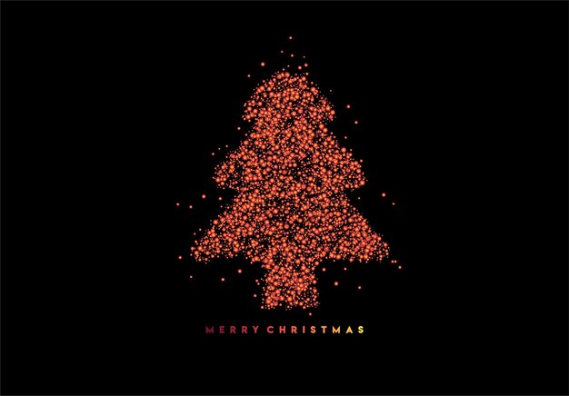 Dotted Christmas Tree Background, Vector illustration.