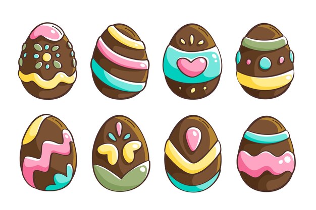 Dotted easter eggs hand drawn set