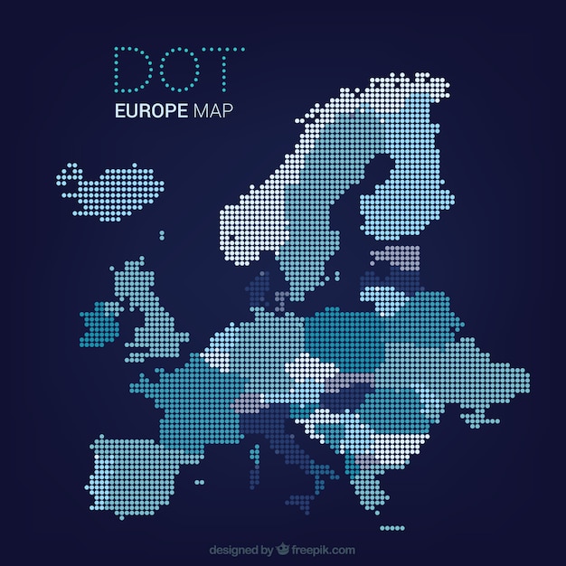 Vettore gratuito dotted map europa nei toni del blu