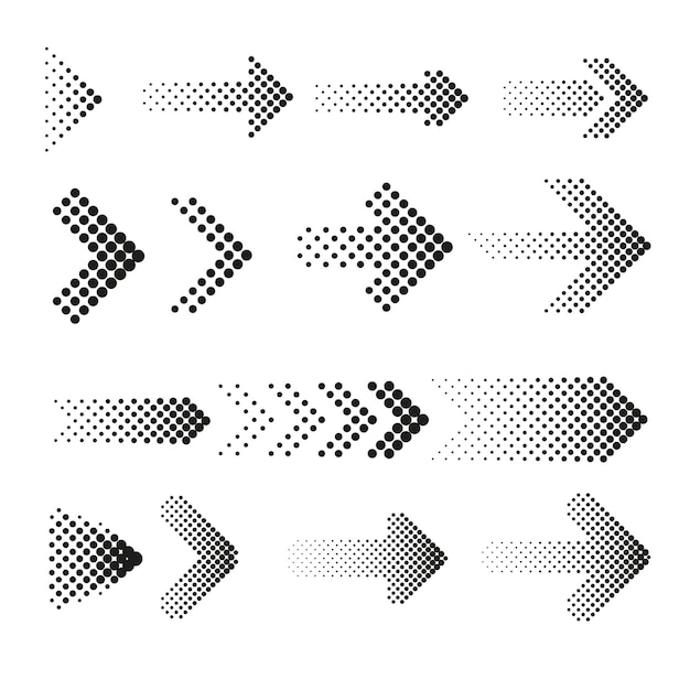 Dotted Halftone Arrows Set – Free Download