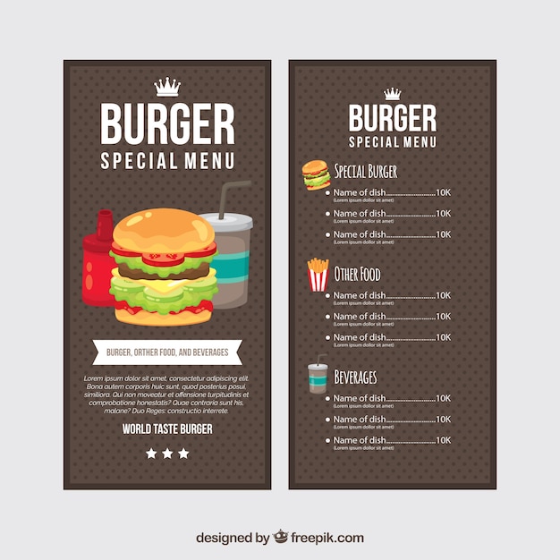 Dotted menu template of fast food