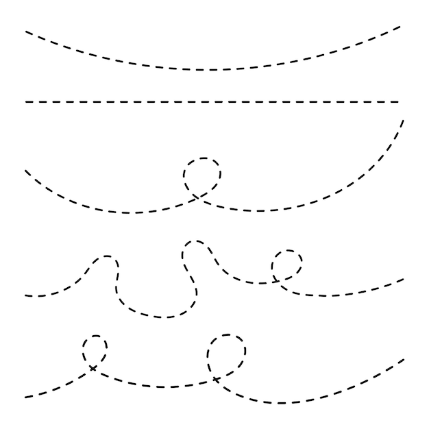 Free vector dotted route lines set