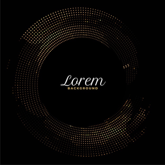 Free vector dotted style golden circular frame dark background design vector